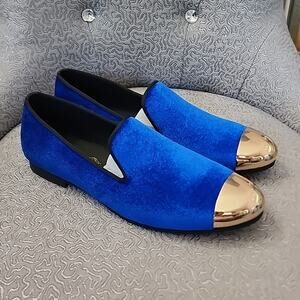 Harpelunde Blue Velvet Look Shoes with Shiny Tip, NIB, 12